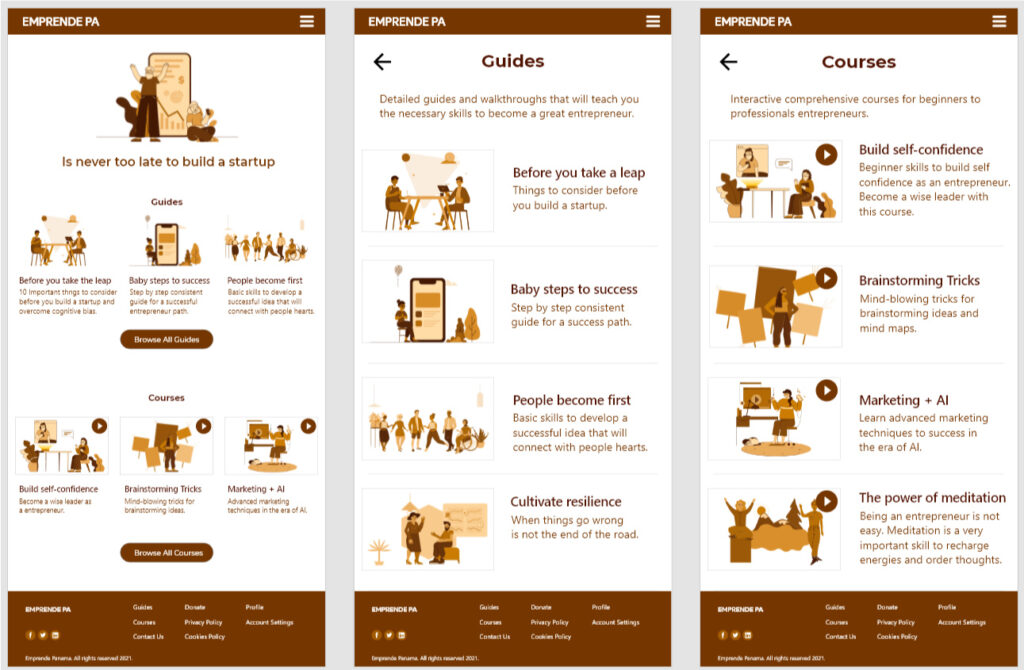 Emprende Panama Tablet Responsive Version Hi-Fi Prototype