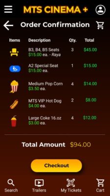 MTS Cinema + High Fidelity Prototype - Order confirmation screen | JJ Garrido UX